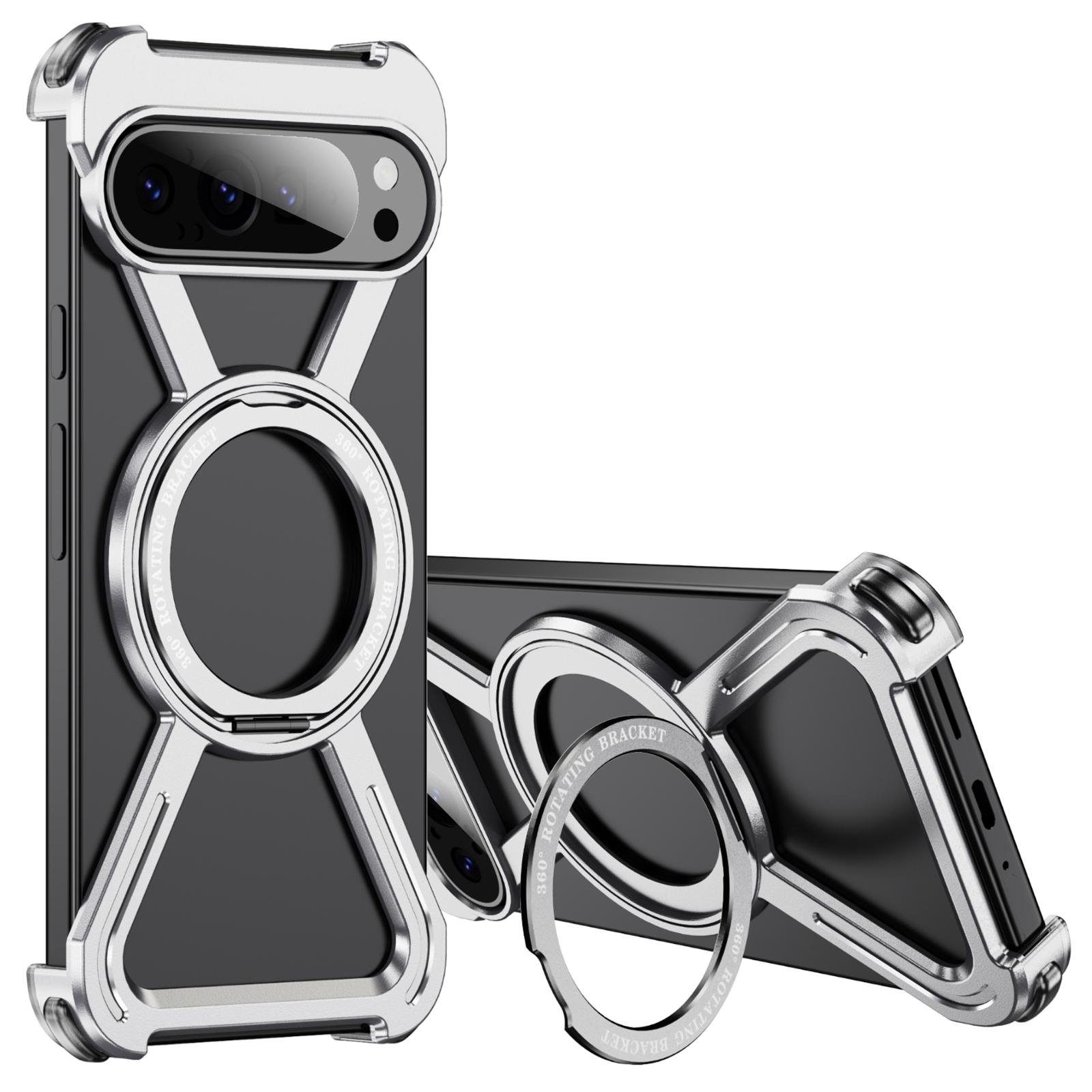 

Для Google Pixel 9 Pro XL Бампери Безрамкова Металева Рамка Чохол Сумісний з MagSafe Підставка Silver