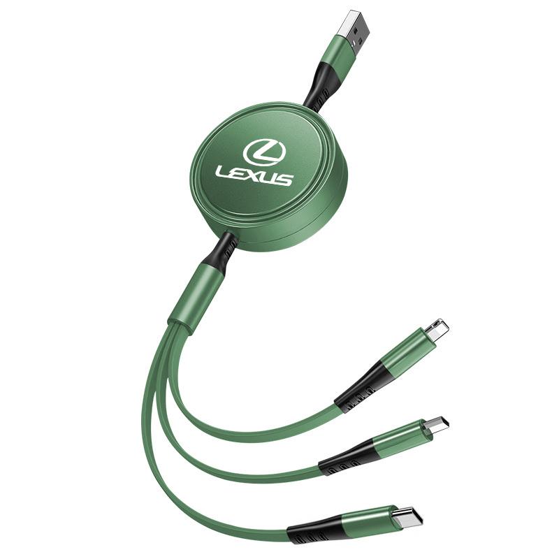 Car Charging Data Cable Extension Three In One Auto Fast Charger For Lexus F-SPORT ES RX NX LS UX LM LX GX LC RZ IS CT GS RC HS