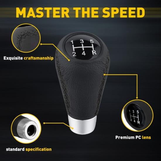 5 Speed Leather Car Manual Gear Stick Shift Knob Shifter Lever Head Universal