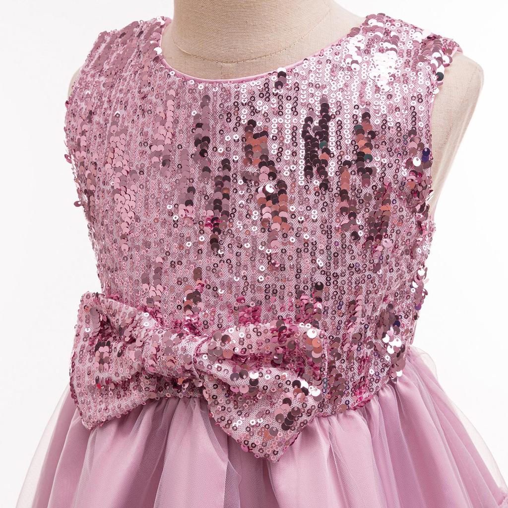 Girls' Holiday Sequined Princess Dress for Parties and Performances