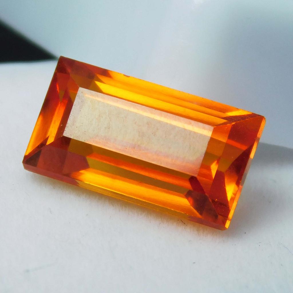 6 Ct Natural Ceylon Sapphire Orange Emerald Shape Certified Loose Gemstone A-2379