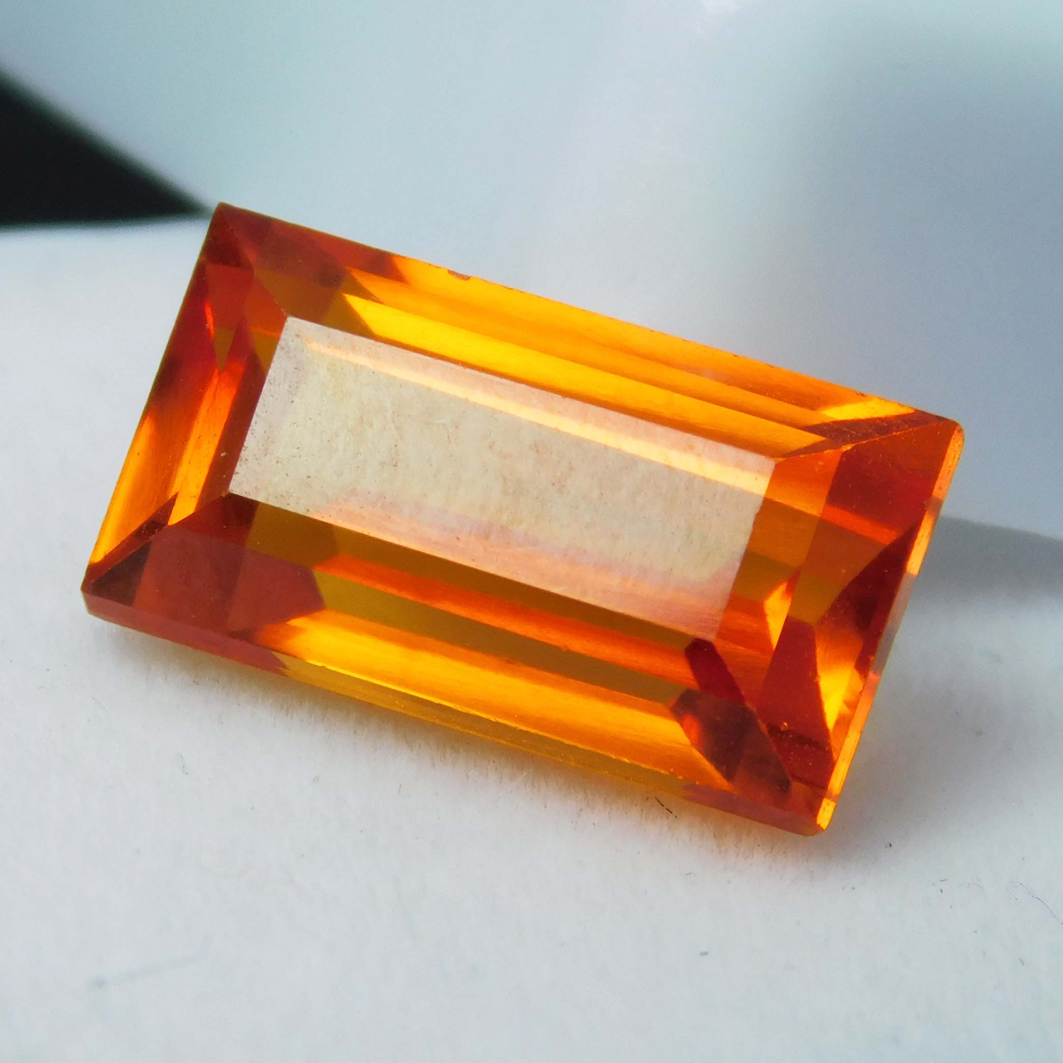 

6 Ct Natural Ceylon Sapphire Orange Emerald Shape Certified Loose Gemstone A-2379 12.3 mm approx помаранчевий
