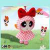 The Powerpuff Girls Cartoon Plush Keyring With Checkerboard Design For Kids And Teens