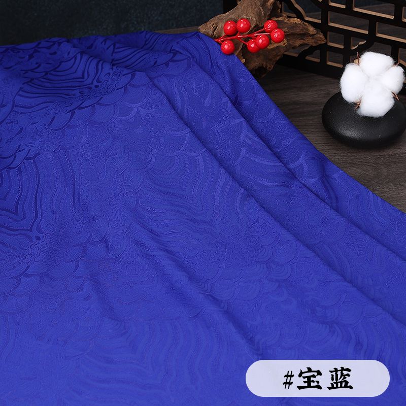 Wave Jacquard Fabric Micro Stretch Breathable By The Meter for Hanfu Dress Horse Face Skirt Sewing Anti Wrinkle Cloth White Red