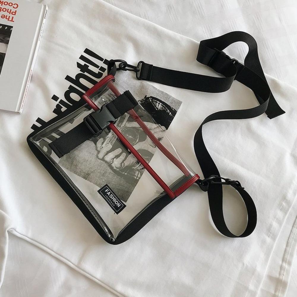 

Waterproof Transparent Crossbody Bag Large Capacity Casual Shoulder Bag PVC Messenger Bag Sports червоний