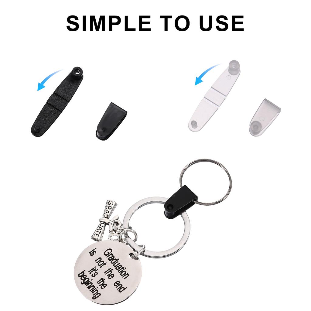 Plastic Keychain Clips Keychain Connectors Clear Flat Key Rings Split Id Badge Holder Strap Clips Office Credit Card