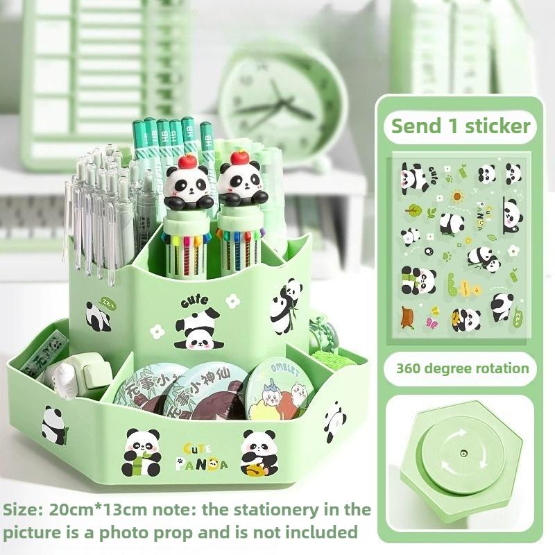 

360 Degree Rotating Storage Box, Multifunctional Large Capacity Desktop Stationery and Cosmetics Storage Box, Office Pen Holder зелений