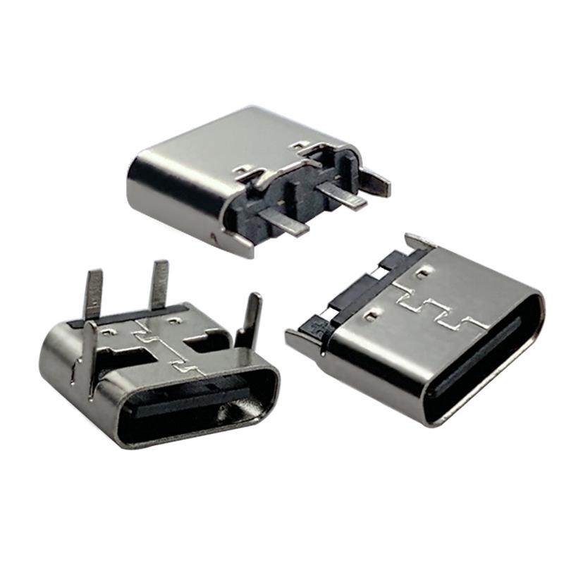 2-Pin USB Type-C Female Socket, Direct Plug for Bedroom, Simple Solder Wire Charging Connector, USB 3.1