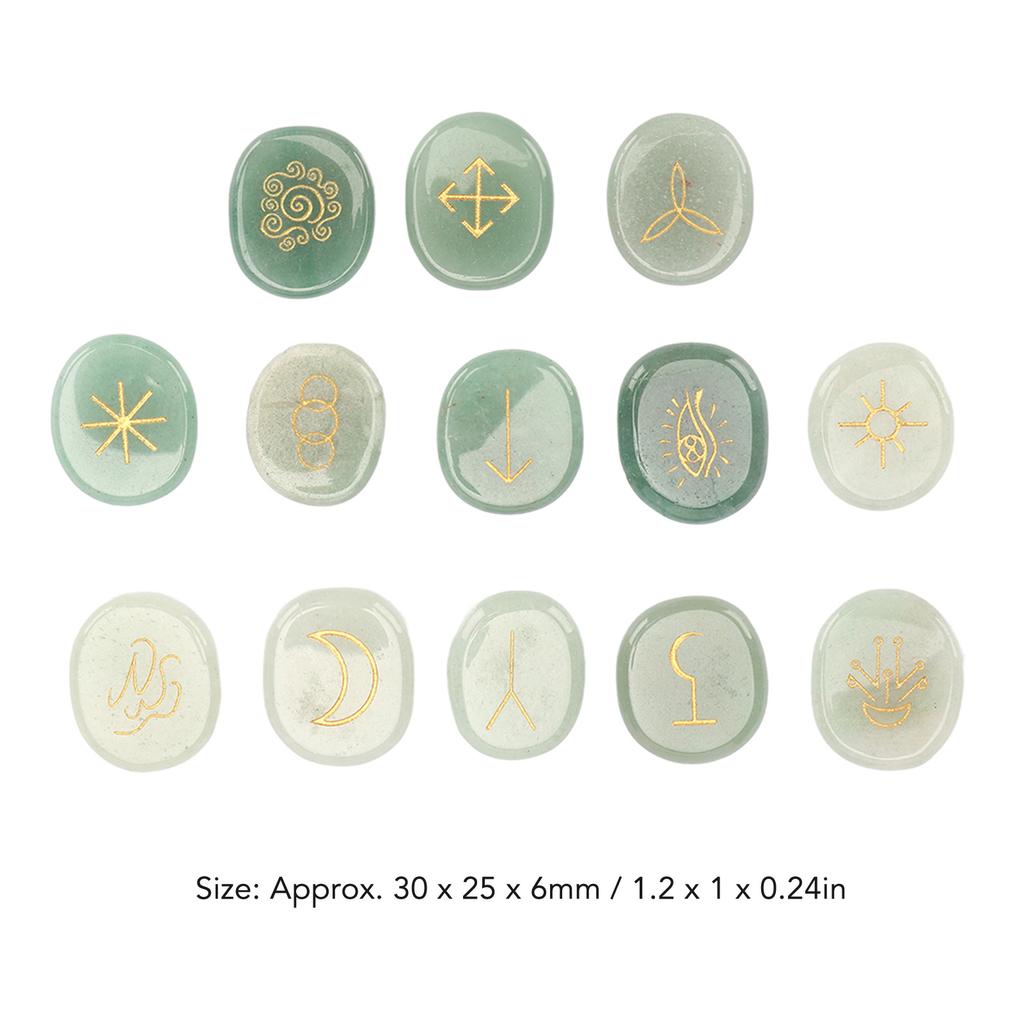 13PCS     Stones with Cloth Bag Engraving   Stone for Divination   Meditation