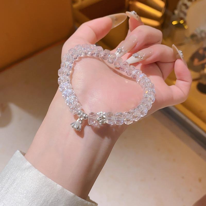 Crystal beaded lotus pod pendant bracelet fashionable simple sweet temperament bracelet light luxury high-end jewelry women