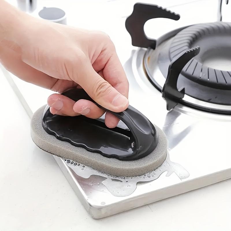 Magic Diamond Sponge Brush with Plastic Handle - Versatile Cleaning Eraser for Stubborn Stains, Grime & Rust on Pots and Pans