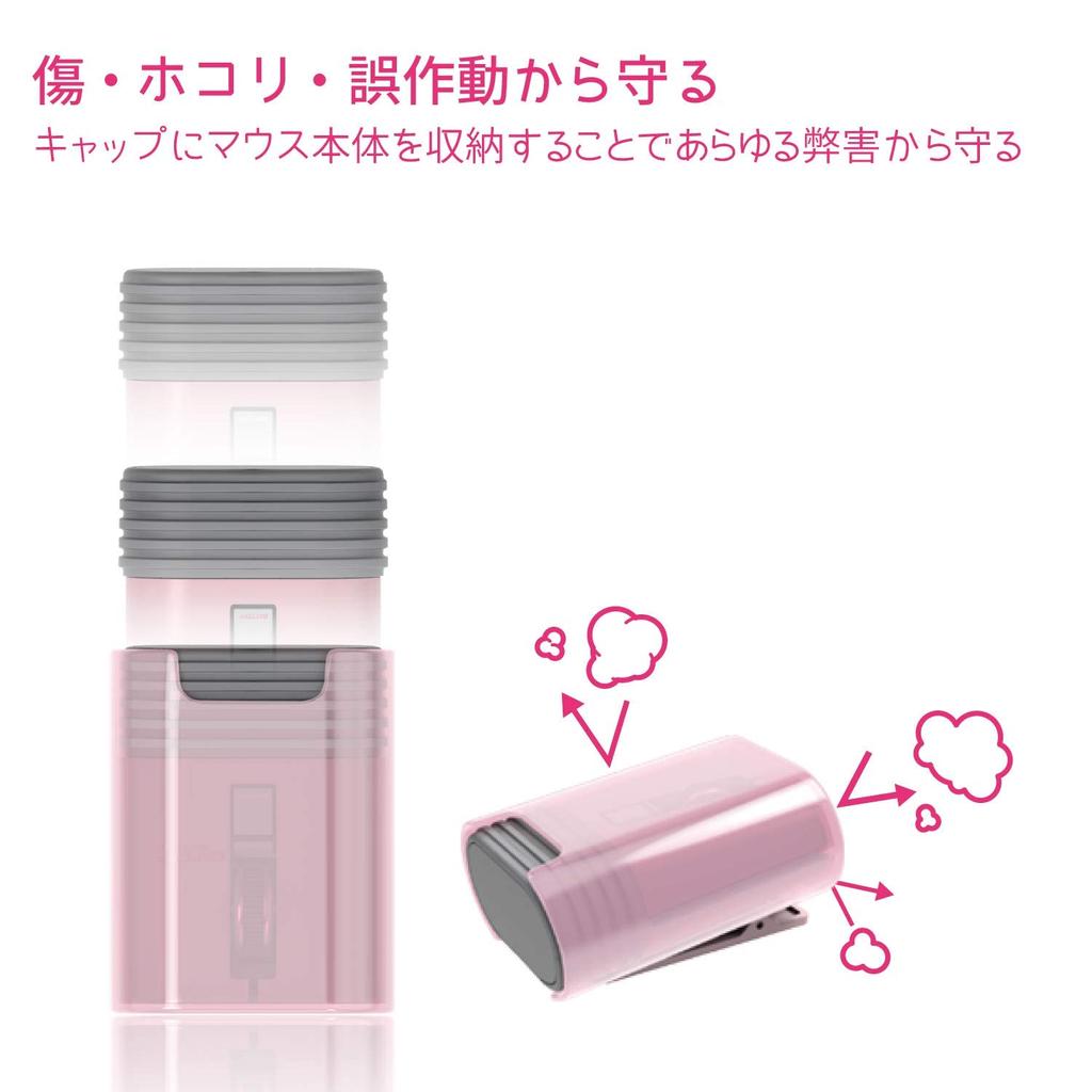 ELECOM Portable Mouse Bluetooth 3 Button Quiet Click Noise 95% Reduction Mobile Rechargeable CAPCLIP Pink M-CC2BRSPN-G