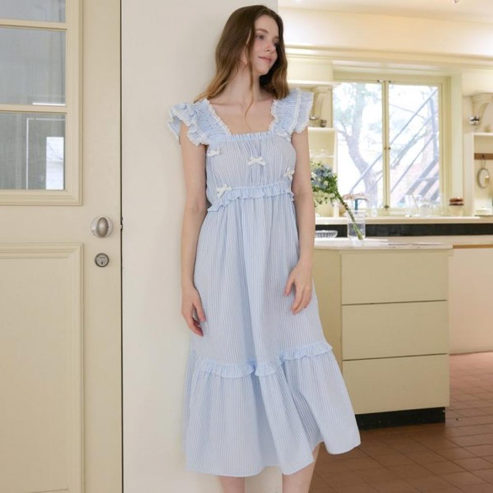 Lunaluz Women Cotton Blend Sleeveless Square Neck Dress Nightwear