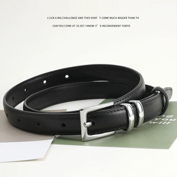 Women'S Leather Belt Design Sense Niche Trend Personalized Thin Belt High-End Belt