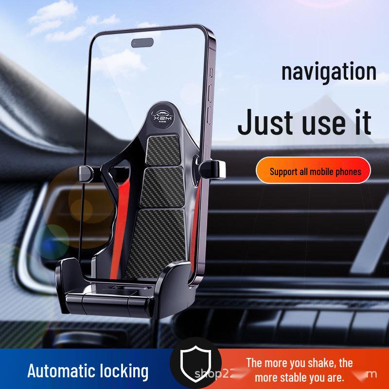 

2024 Racing Phone Mount - Reverse Hook for Car Air Vents, Horizontal/Vertical Use Racing Mount [Carbon Fiber Version] срібний