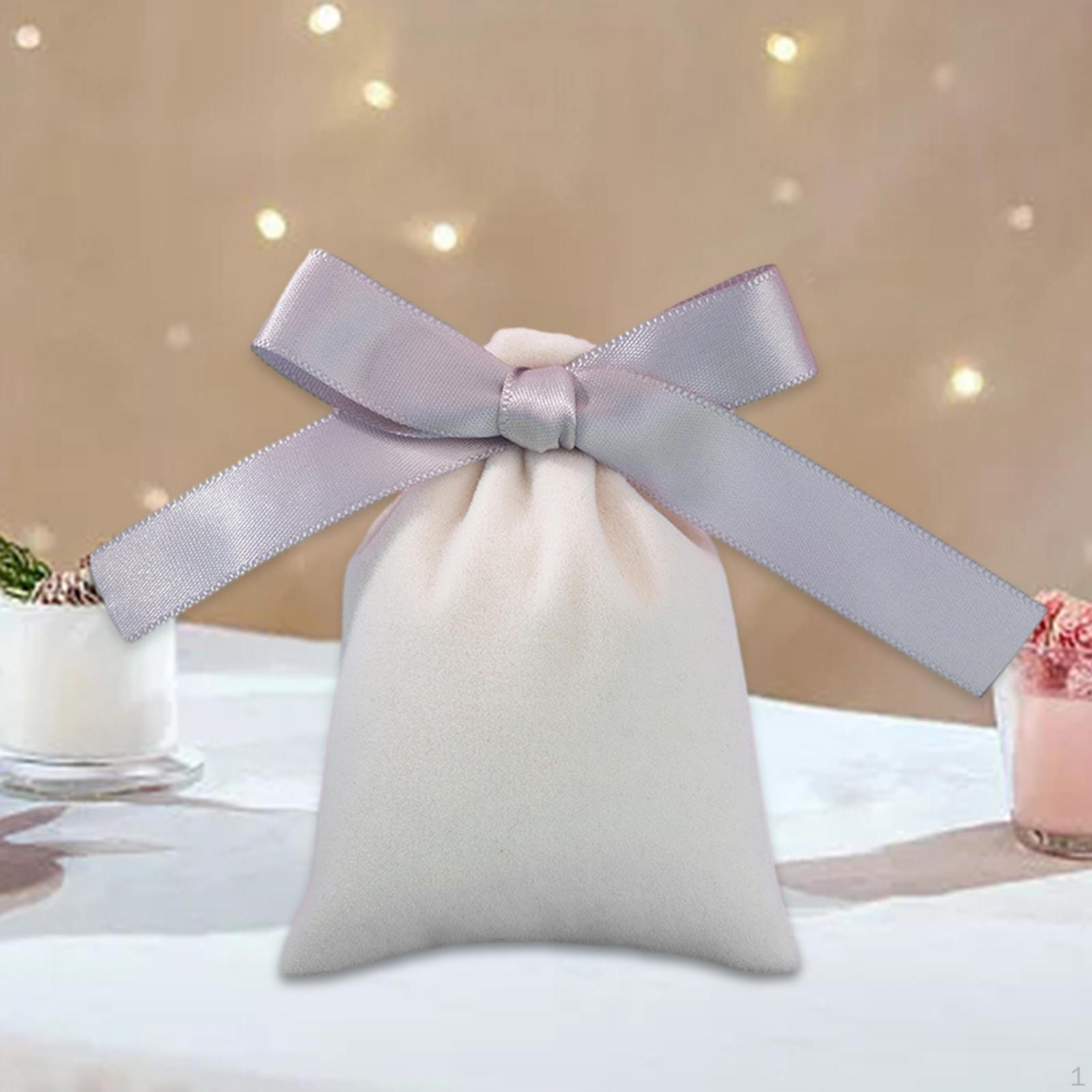 

10 шт. сумка-мешок для украшений на шнурке для женщин, органайзер для хранения с подвесками из лент Gray Ribbon 7x9cm