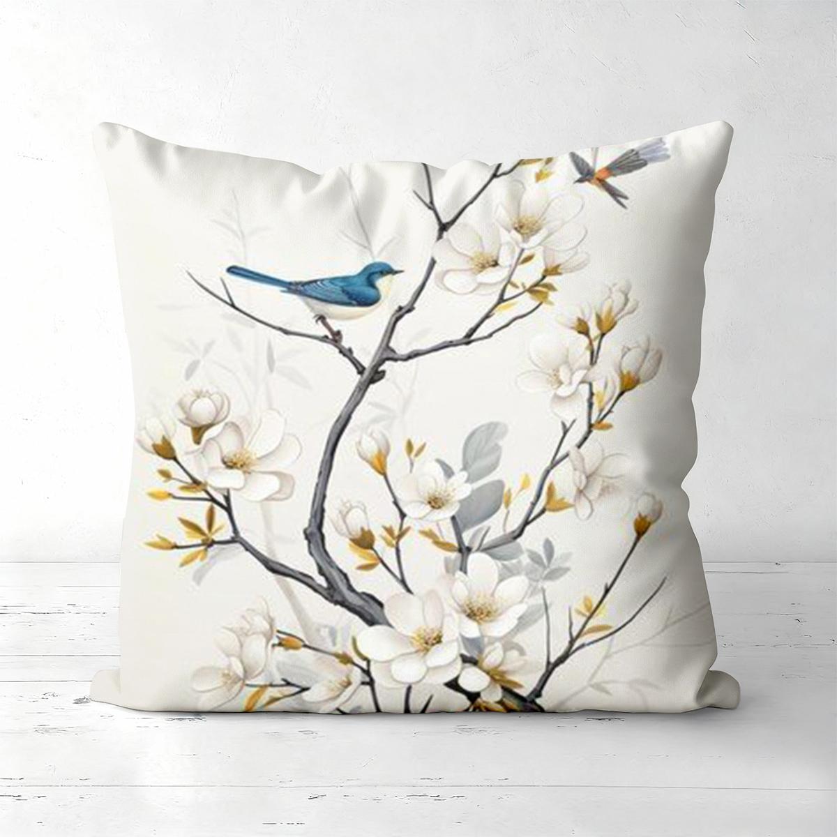 

Birds and Blossoms Pattern Decorative Throw Pillow Polyester pillowcase, sofa decorative cushion cov Headboard Pillow 45x45cm