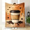 Coffee Cup with Beans and Heart Accents print blanket soft and cozy perfect for the living room bed sofa or a nap,gift