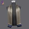 [BYSIFA] New Black Blue Plaid Men Silk Scarf Fall Winter 100% Pure Silk Male Long Scarves Spring Warmer Scarf Cravat160*26cm