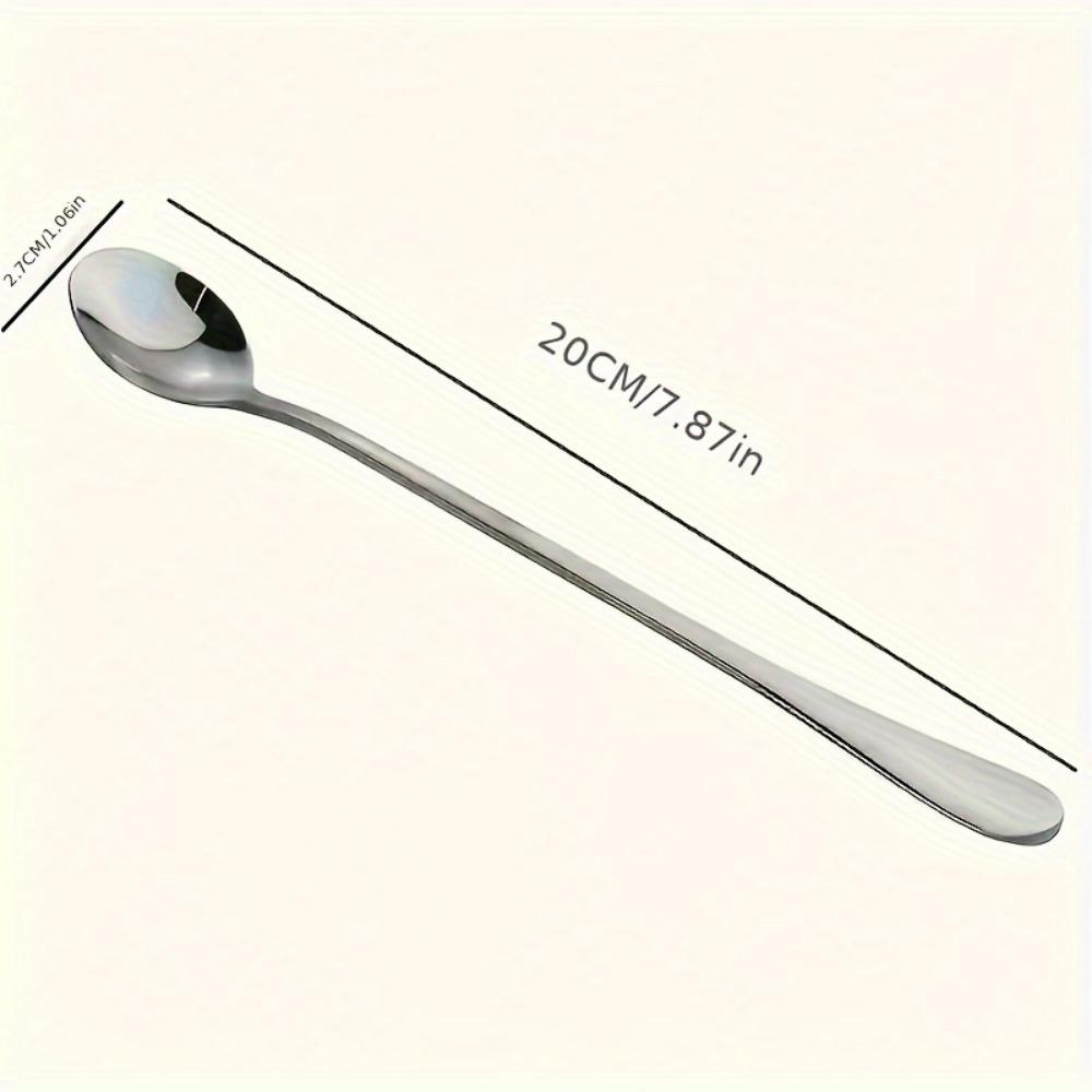 2 Pcs Stainless Steel Long Handle Spoon Set, Dishwasher Safe Flatware for Ice Tea, Coffee, Ice Cream, Kitchen Accessories