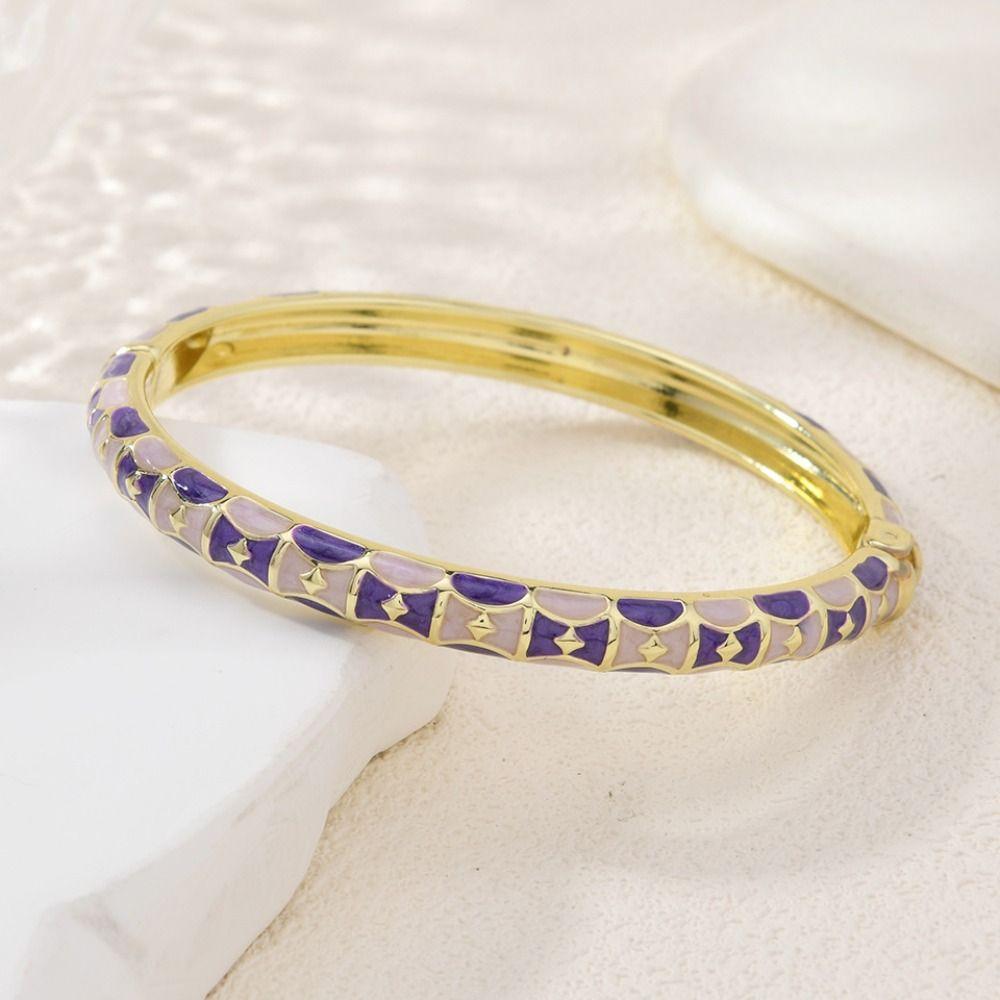 Chinese Vintage Cloisonne Bangle Traditional Women's Hand Bracelet Hawaiian Flower Bangle  Girls