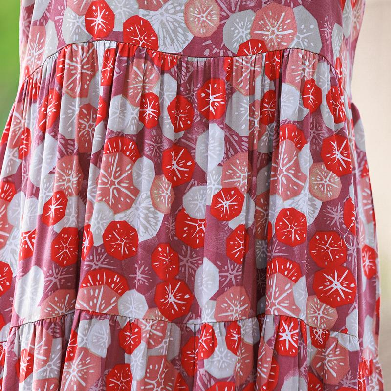 Elegant Sling Dress for Women Plus Size Casual Summer Long Dress Vintage Middle-aged Women's Clothing