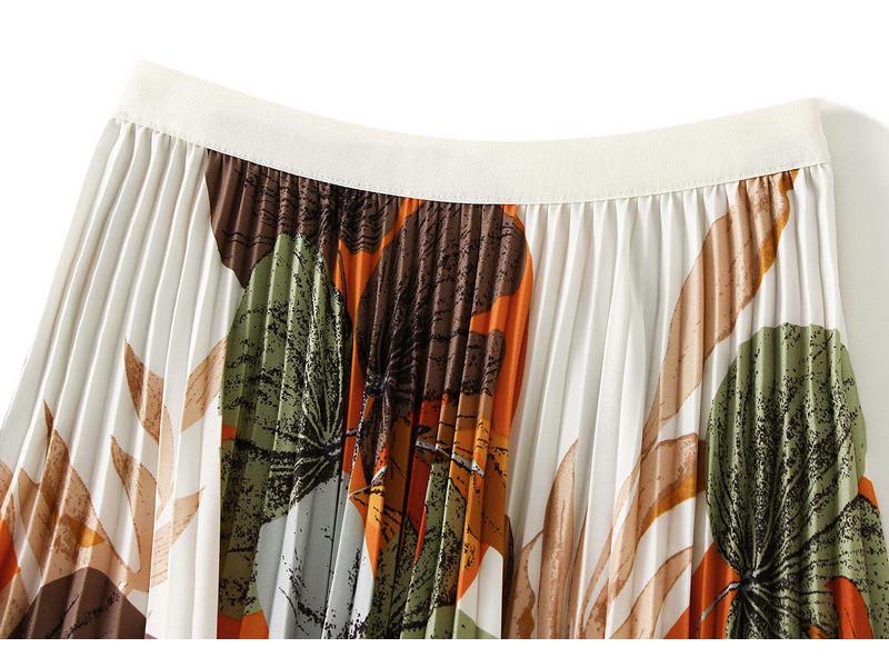 2026 Retro Floral Women's Pleated Long Skirt - Spring/Summer Flowing Hem Dress (D9908)