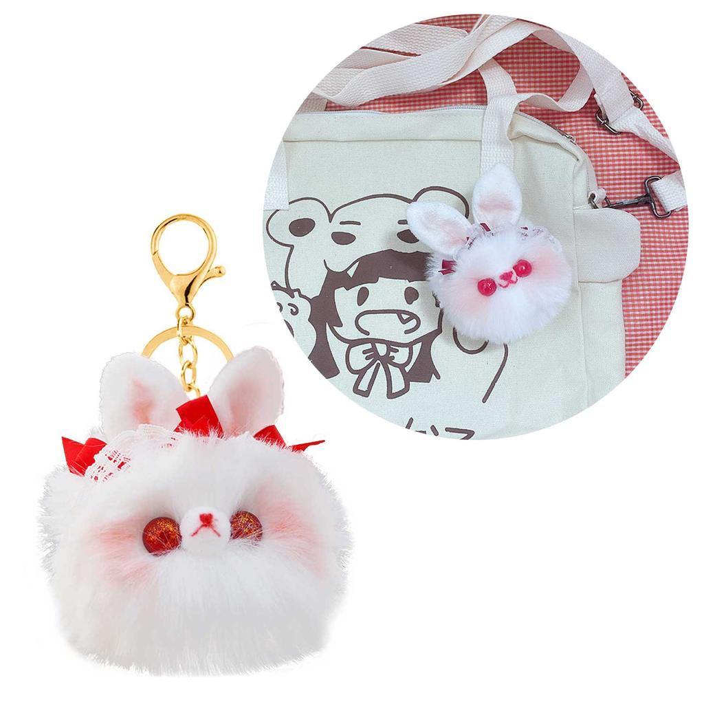 Cute Rabbit Charm Keychains Couple Keyholder Cartoon Mini Plush Animal Keyring