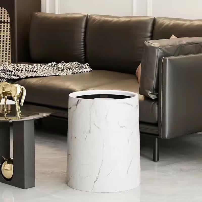 Beiyou Retro Marble Pattern Double-Bucket Trash Can