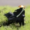 Creative Chinese Swordsman Figure Mini Cat Sculptures Model Statue Ornament  Gift