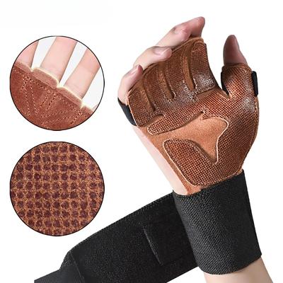 Belüftete Gewichtheberhandschuhe aus Rindsleder für Männer und Frauen, Trainingshandschuhe für das Fitnessstudio für Fitness, Gewichtheben, Klimmzüge, Handflächenschutz und Unterstützung