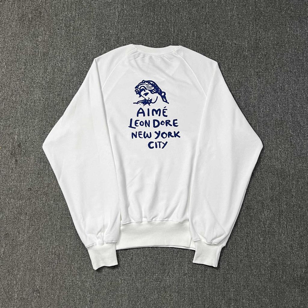 Aime New York Queens Landmark Print Round Neck Sweatshirt - Versatile Men's Hoodie