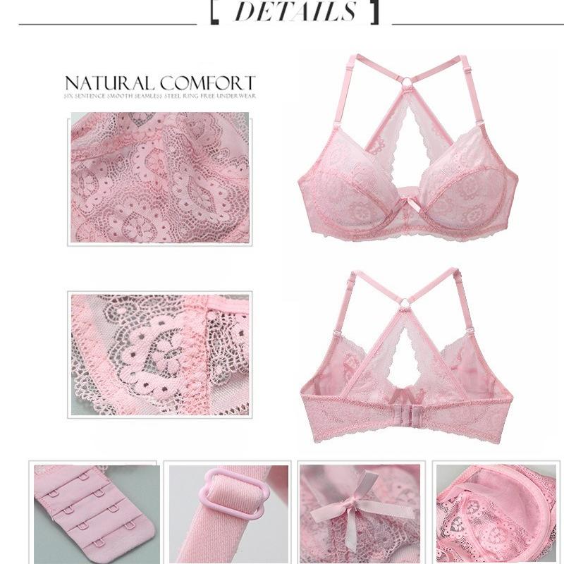 European and American Style Bra Set Plus Size Bra Thin Sexy Backless Lace Push-up Underwear