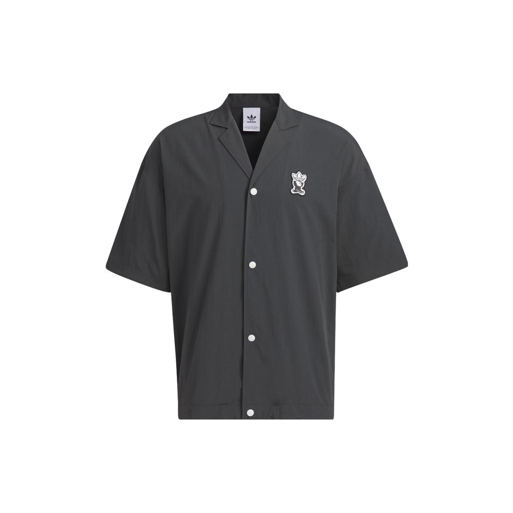 Adidas Originals TOC Shirts Men's Carbon Black Cuban Collar Moderate Shirt IN1012