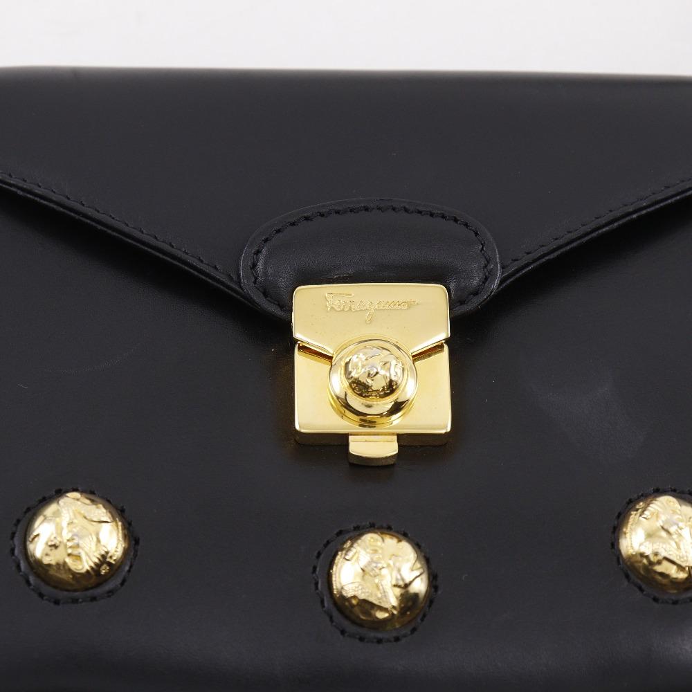 Salvatore Ferragamo Pochette Shoulder Bag DQ-21 5640 2-way clutch black leather Women Used