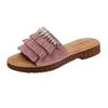 Fashion Pearl Retro Fashion Tassel Flip Slippers Women Summer Outside Wear Casual Flat Comfortable Slip-on Slippers