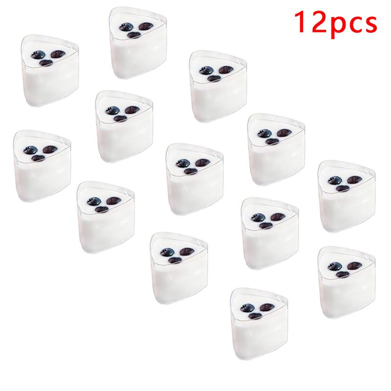 12pcs Disposable Plastic Triangle Cups 70ml Mini Portion Dessert Cups Transparent Food Container Tableware Party Supplies