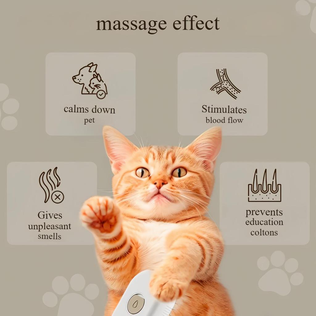 Perie de Masaj Curățare 3 în 1 pentru Animale de Companie, Reîncărcabilă USB, Spray cu Abur, Masajor Electric, Este Potrivită pentru Pisici și Câini pentru a Îndepărta Nodurile și Părul Mort, Toaletare Animale de Companie