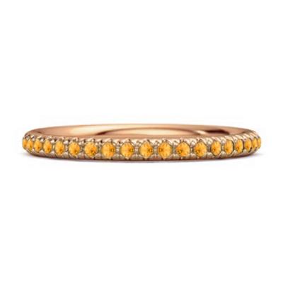 Bague Éternité Ronde Citrine - Argent Sterling 925 Plaqué Or Rose