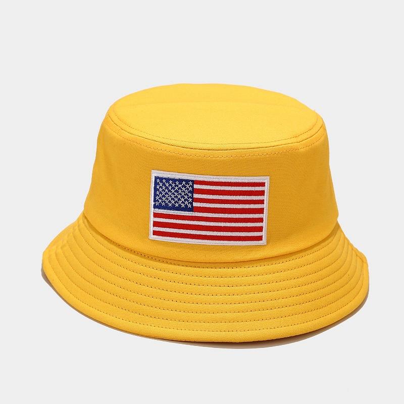Hot Sale American Flag Labelled Bucket Hat Men and Women Embroidered Sunscreen Basin Hat Sun Hat