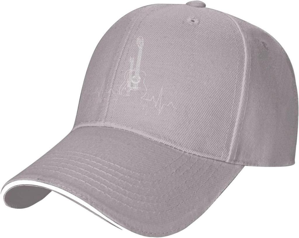 Acoustic Guitar Heartbeat EKG Baseball Cap Unisex Adjustable Polyester Music Lover Dad Hat