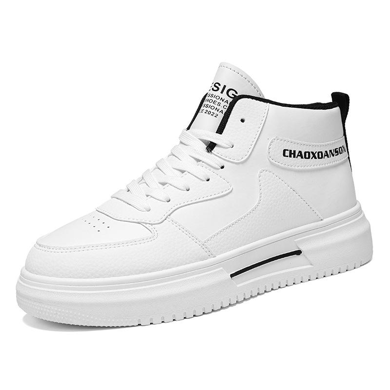 Frühlings Herrenschuhe Neue High-Top Schuhe Herren Trendige und Vielseitige Weiße Schuhe Dicksohlige Sportschuhe Lässige Board Schuhe Trendschuhe