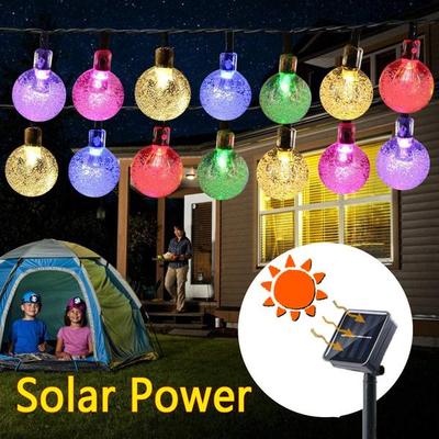 30LEDs Bola de cristal Luces de cadena solares a prueba de agua Luz de hadas de recarga con energía solar para jardín exterior Patio Paisaje Decoración de fiesta de Navidad