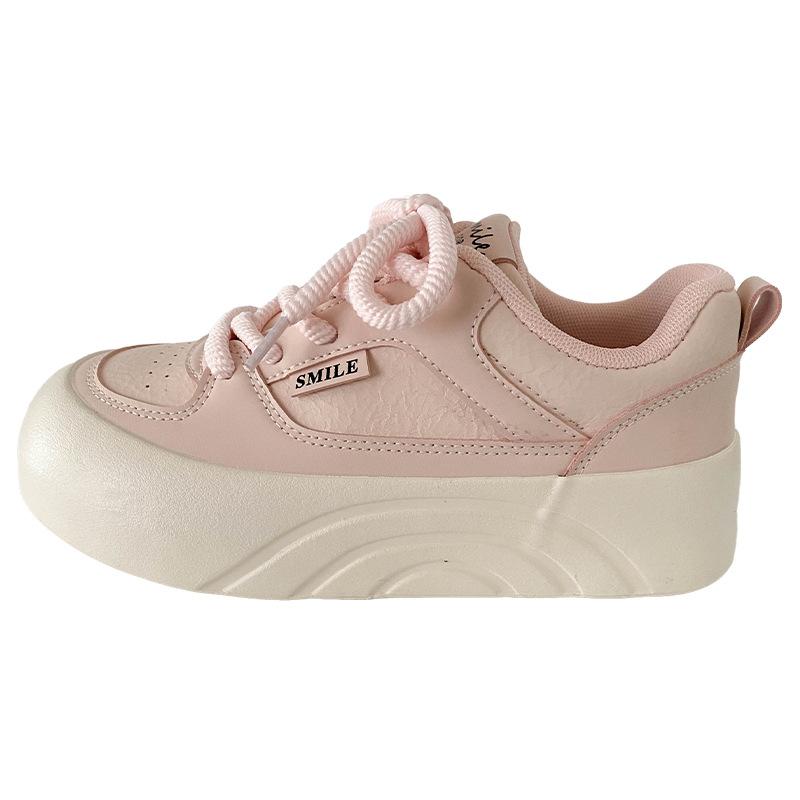 

BE-6852 Латексная стелька/платформа белые туфли женские туфли с круглым носком туфли для кроссовок 2025 весна новые повседневные 35 розовый