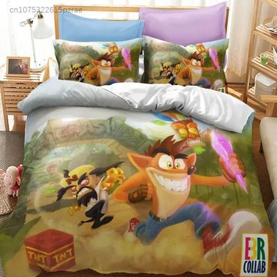 3D Printed Crash Bandicoot Bedding Set Bedroom Soft Modern Bedspreads Comefortable Kids Duvet Cover Quilt Cover And Pillowcase