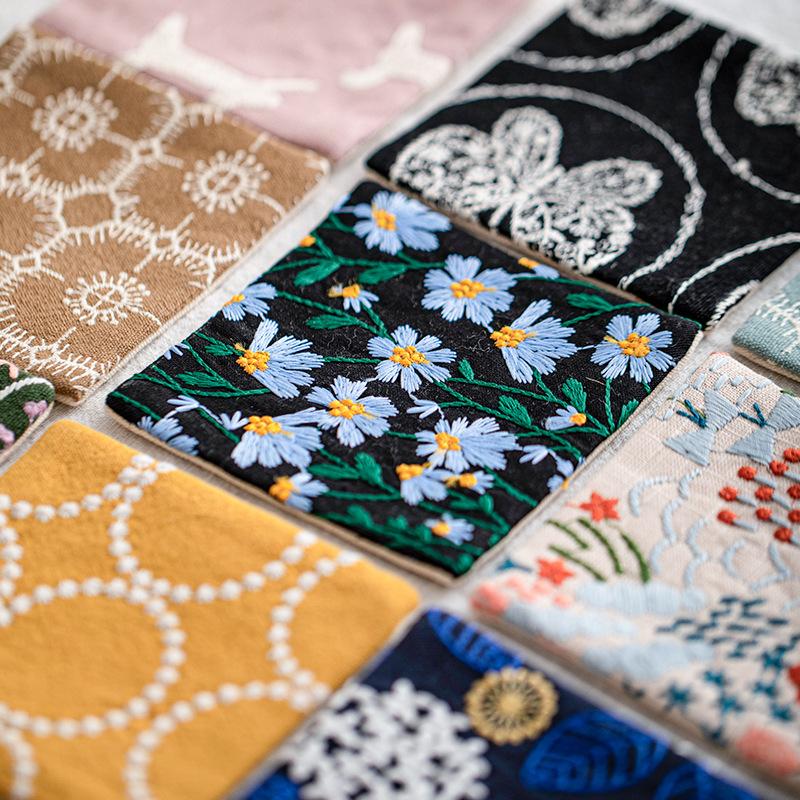Wind embroidery coaster Fabric Christmas placemat Cross-border absorbent tea saucer Creative coffee coaster Bowl mat Insulation mat