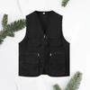 Solid Color Multiple Pockets Vest Coat V-neck Zipper Placket Thin Unisex Outdoor Photographer Volunteer Waistcoat Hiking Clothing