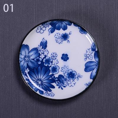 Chinesischen Stil Runde Blumen Blau und Weiß Porzellan Coaster Teetasse Pad Matte