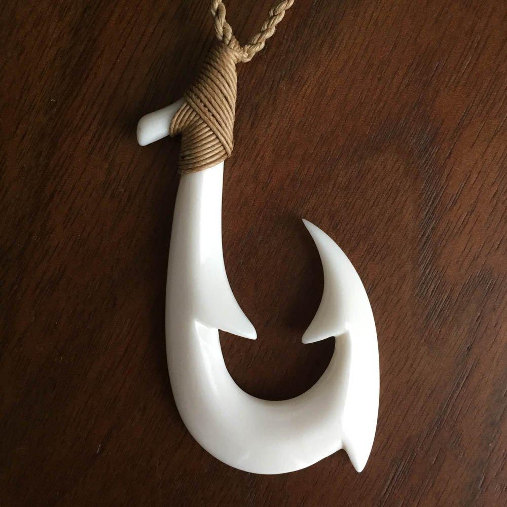 Fishhook Bone Necklace, Large Size (Oversized) LU1930 Hawaiian Fishing Hook
