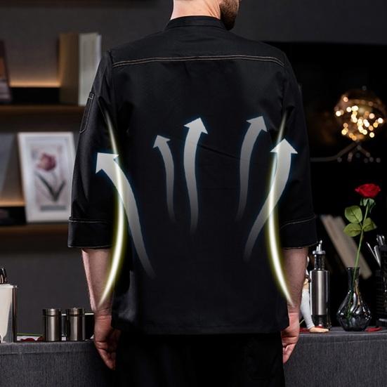 Şef Gömlek Uzun Kollu Gevşek Stand Yaka Tek göğüslü Cep Düz Renk Nefes Alabilir Yumuşak Unisex Mutfak Aşçı Gömlek Fırın Restoran Garson